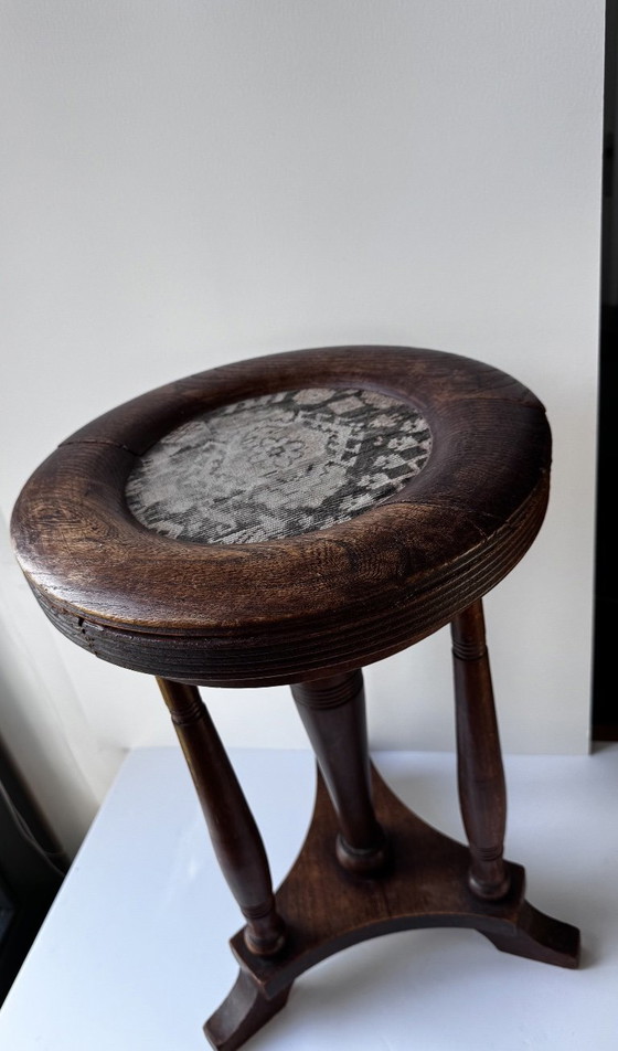 Tabouret de piano Art Déco en chêne massif, vers 1930 – Textile (photo 2 of 10)