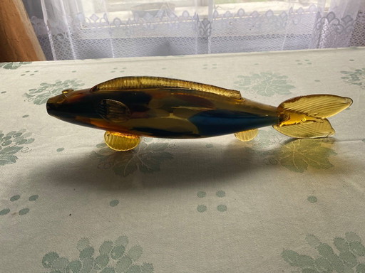 Poisson en verre vintage 1970, Tchécoslovaquie par Novy Bor 