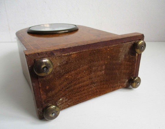 Image 1 of Art Deco burr walnut table clock