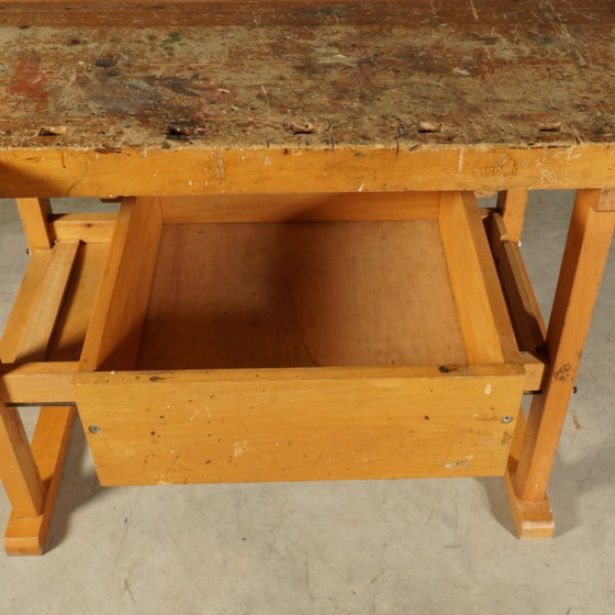Image 1 of Vintage robust wooden workbench – 1960s/70s