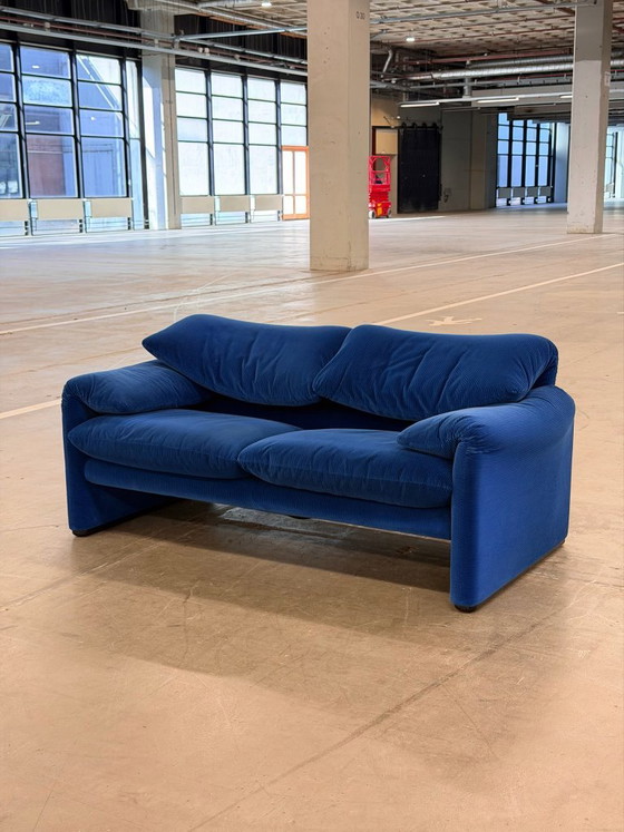 Canapé 2 places Cassina Maralunga | Bleu | Vintage – Canapés d'angle, Textile (photo 7 of 11)