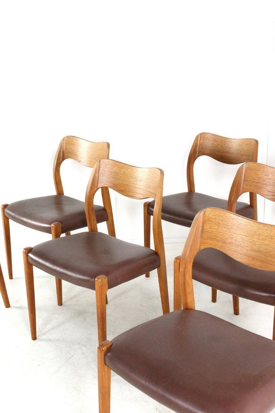 Set 6 Niels O Moller Model 71 Stoelen Teak Vintage Deens – Niels Otto Møller, Eetkamerstoelen, Leather (photo 17 of 17)