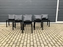 6x Cassina Cab sedia in pelle nera con cinture di sicurezza, Mario Bellini