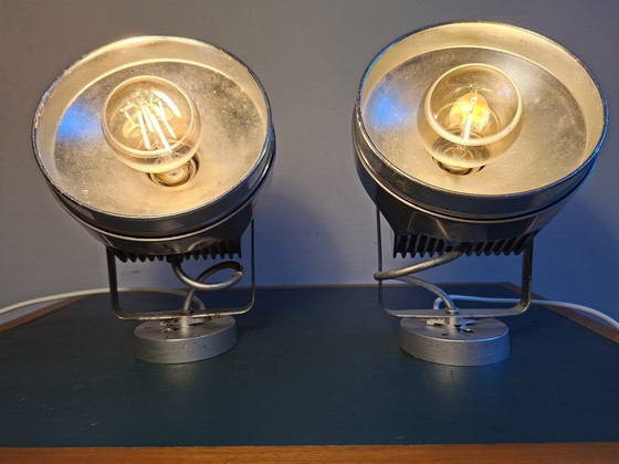 Duo Large Industrial Spots, Vintage Seventies – concord, Table lamps, Chrome, Metal (photo 9 of 14)