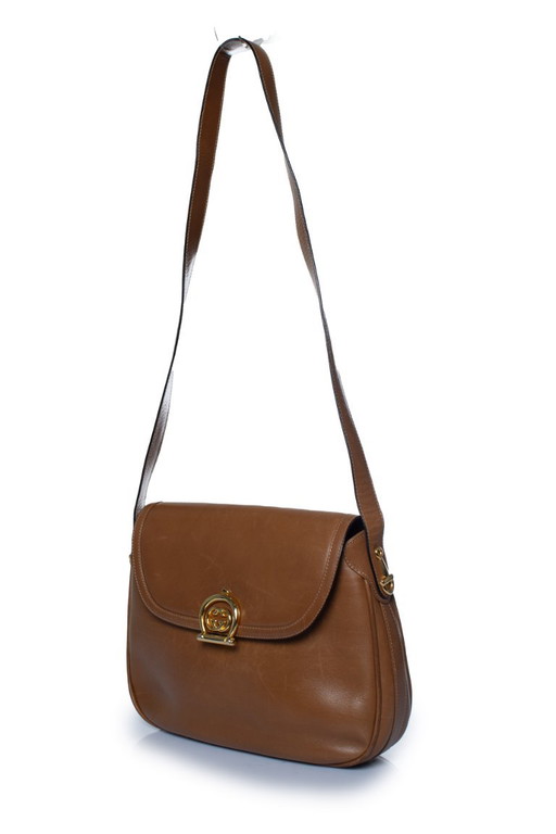 Gucci, Vintage Cognac GG Verschlusstasche – schoudertassen, Calfskin