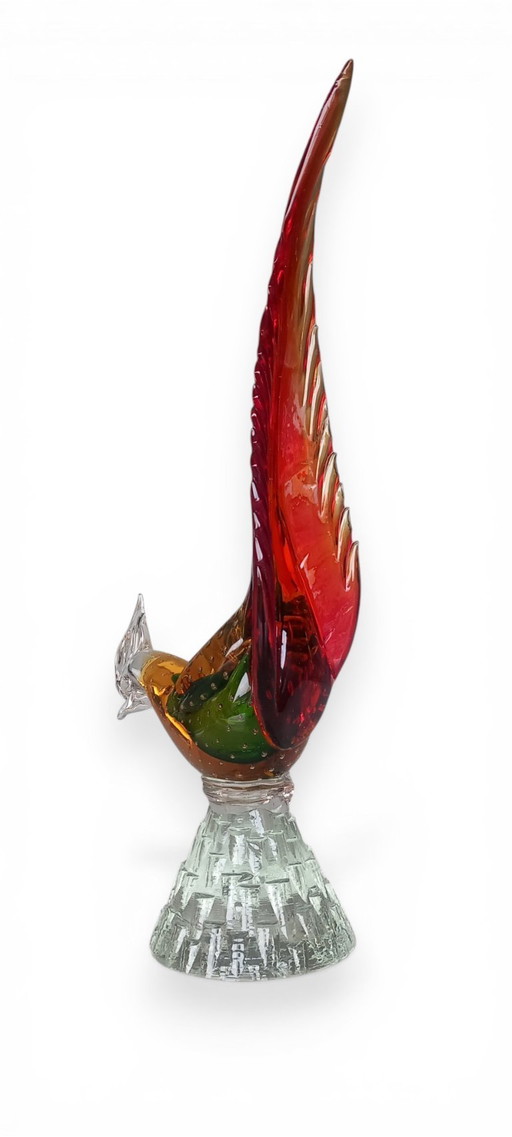 Murano glass bird / pheasant – bullicante – Italy – ca. 1960–1970 – 40 cm