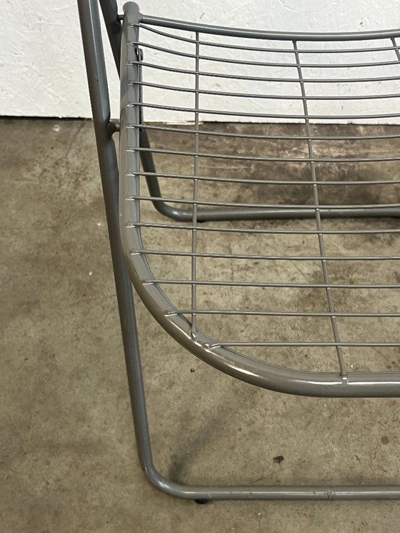 Image 1 of Sedia vintage pieghevole grigia/sedia in filo metallico, Niels Gammelgaard per IKEA, anni '80