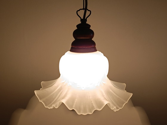 Image 1 of Lampada a sospensione a forma di tulipano in vetro trasparente