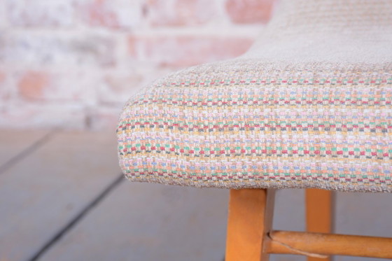 Original Mid-Century Stool, Upholstery, Beech, Slovakia, 1960s – Západoslovenské nábytkárske závody, Textile (photo 6 of 7)
