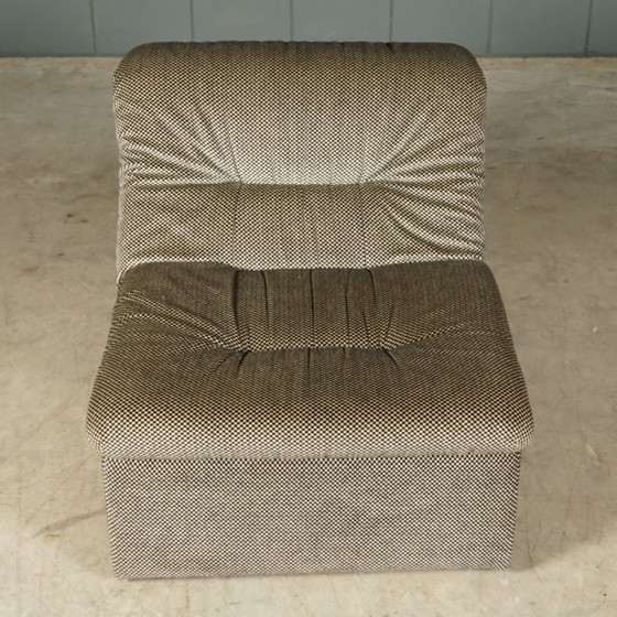 Image 1 of Modulares Sofa aus der Mitte des Jahrhunderts – Samt-Pepita-Stoff – 1970er