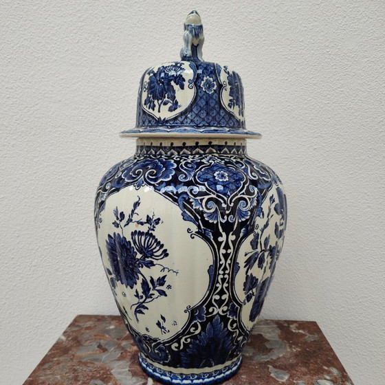 Image 1 of Vaso antico vintage in porcellana con coperchio Petrus Regout