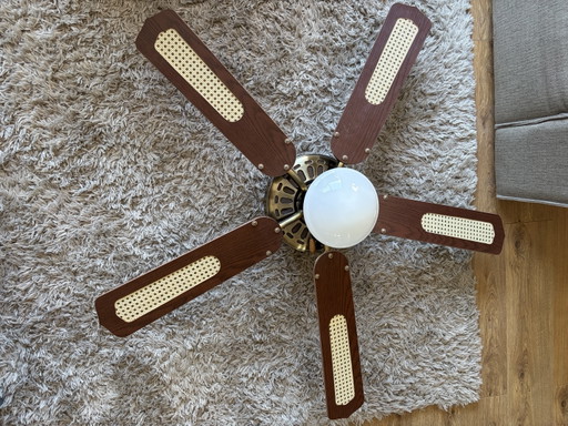Ventilateur de plafond rétro vintage avec pales en toile légère