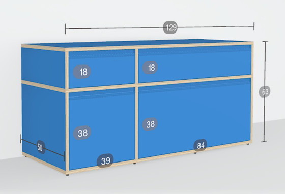 Image 1 of Buffet Tylko bleu à quatre tiroirs