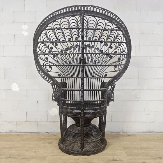Image 1 of Chaise Paon Vintage en Rotin Emmanuelle / Chaise Paon (H147)