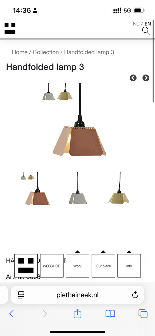 Handgefaltete Piet hein eek Kupferlampe