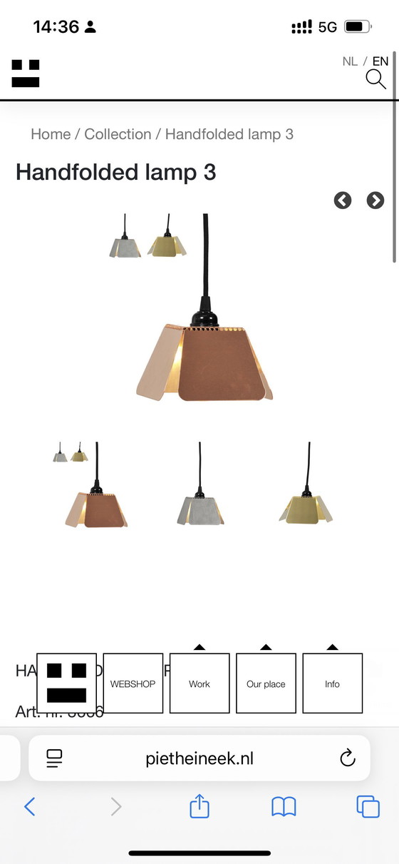Image 1 of Handgefaltete Piet hein eek Kupferlampe
