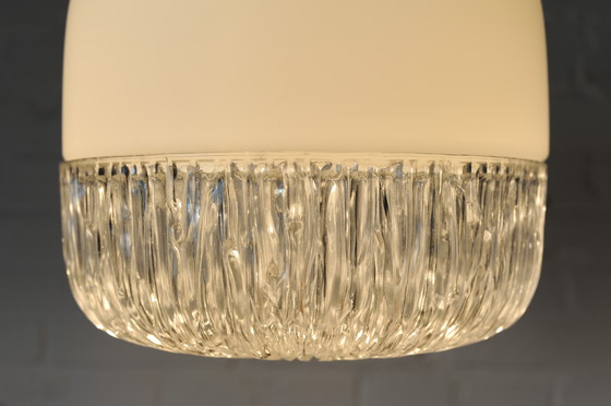 Image 1 of Peill & Putzler Pendant Lamp Nizza, Opal And Crystal Glass Ceiling Lamp With Relief