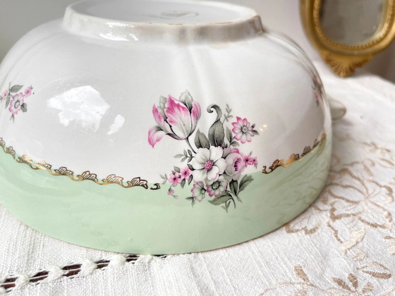 Vintage 1950s L'Amandinoise Frankrijk Astrid Model Bloemen Wit en Groen Porseleinen Soepterrine – Servies (photo 9 of 11)