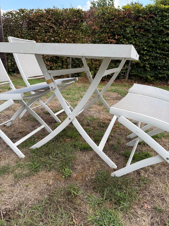 Witte Tuinset Met 4 Stoelen Kati&Kebon – Jati & Kebon, Textile, Aluminium (photo 8 of 8)