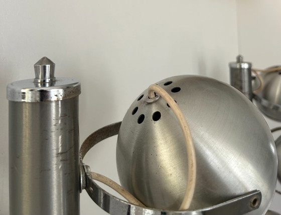 Image 1 of Coppia di applique regolabili vintage, metallo cromato e spazzolato, Francia 1970