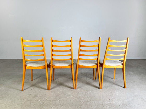 Image 1 of Set of 4 Midcentury chairs Vintage wooden chair 1960 Bouclé