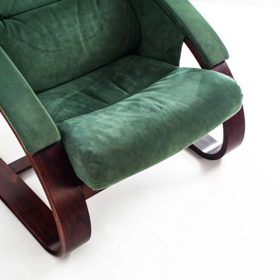 Fauteuil vintage en Alcantara. Åke Fribyter pour Nelo Möbel. Suède. Années 1990. – Wood (photo 10 of 11)
