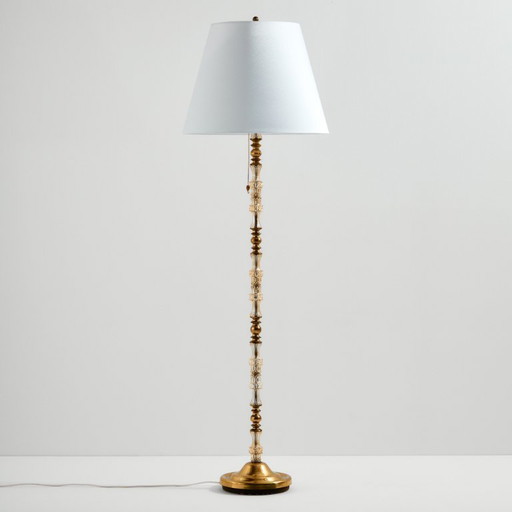 MK10968 Brass and Crystal Floor Lamp