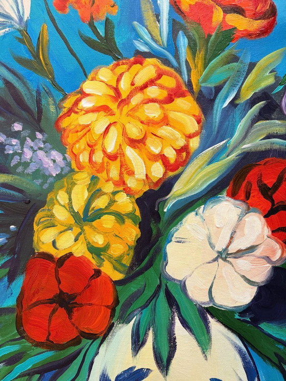 Image 1 of Acrylic painting by the artist E. García "Flores de campo" 100x70 cm