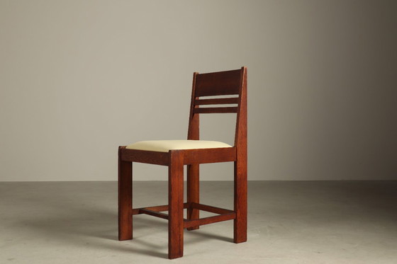 Image 1 of Satz von 4 Esszimmerstühlen aus Eiche der Haager Schule, ca. 1925–1935