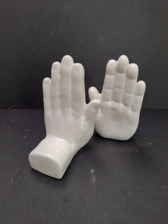 Fermalibri in ceramica a forma di mani, Oggetti decorativi, Bianco (foto 4 di 5)