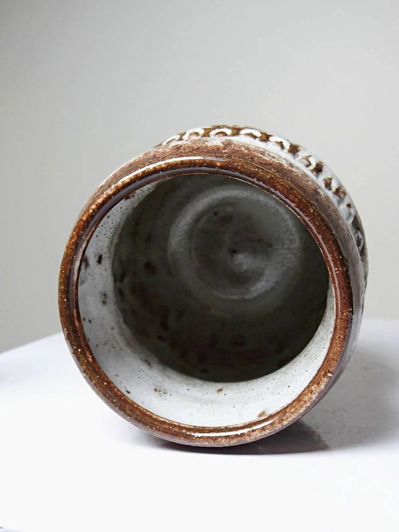 Pot hibou vintage en grès émaillé par Alain Granet, Vallauris années 1960-1970., Vases, Porcelaine, Marron (photo 8 sur 11)