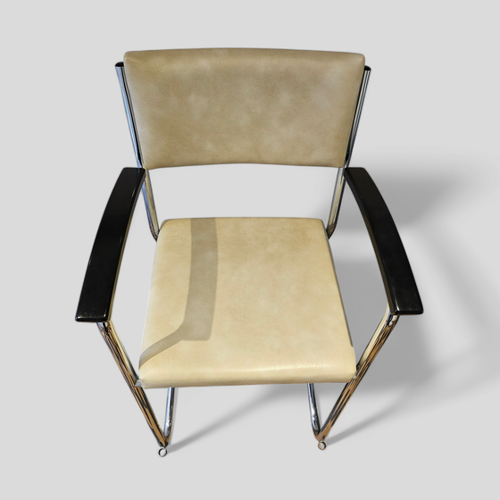 Image 1 of vintage chrome leather bar stool chair Bauhaus van der Stroom armchair