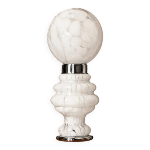 White Murano glass table lamp by Carlo Nason for Mazzega, Italy, 1970s.