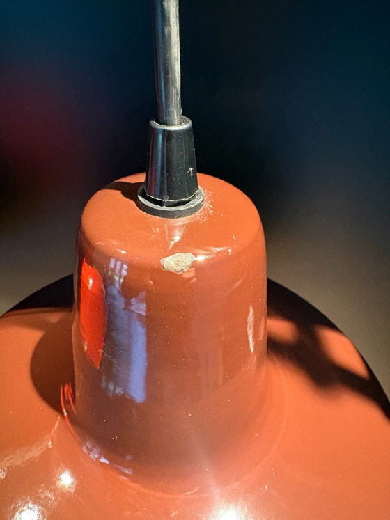 2x vintage enamel lamps orange/red & brown – Pendant lamps, Metal (photo 8 of 11)