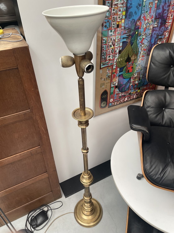 Heavy Brass Floor Lamp, Scolari 1970s – Sciolari, Floor lights, Glass (photo 3 of 7)