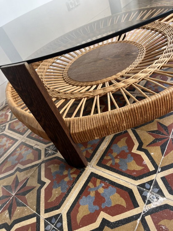 Smoked Glass & Rattan Coffee Table (photo 7 of 11)