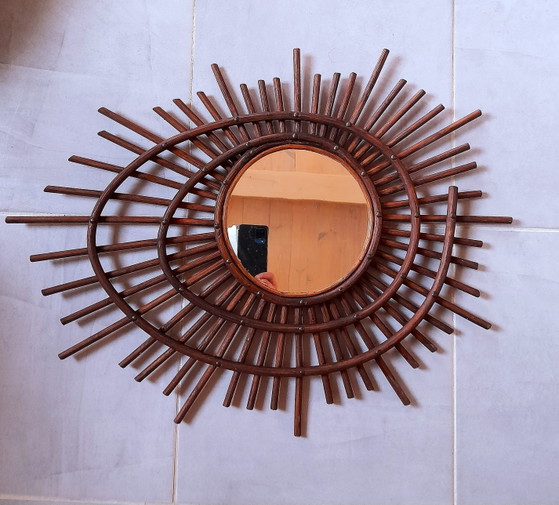 Image 1 of Espejo de ratán en espiral, 1960