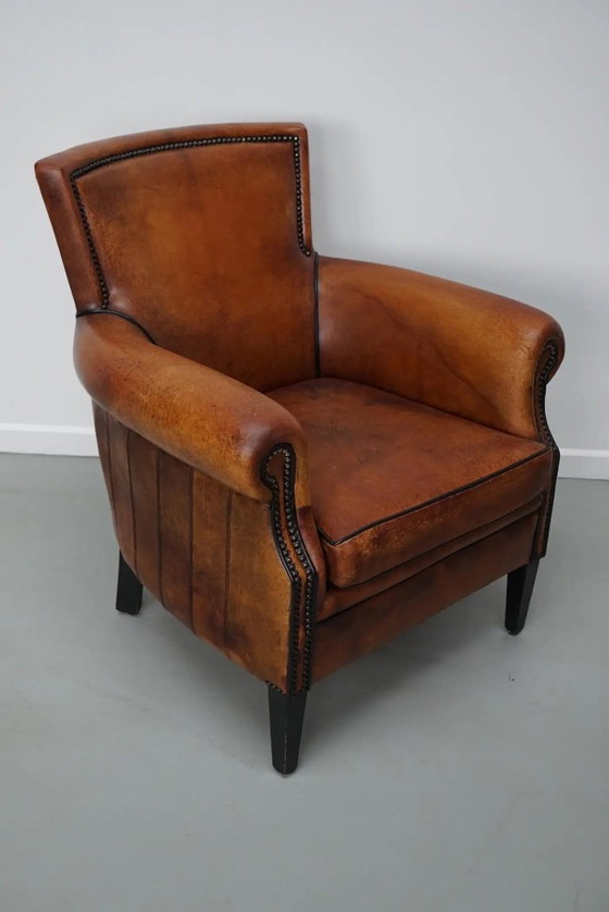 Image 1 of Vintage Nederlandse leren clubfauteuil in cognackleur