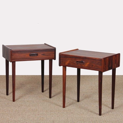 Pareja de mesitas de noche escandinavas en palisandro de Río, 1960