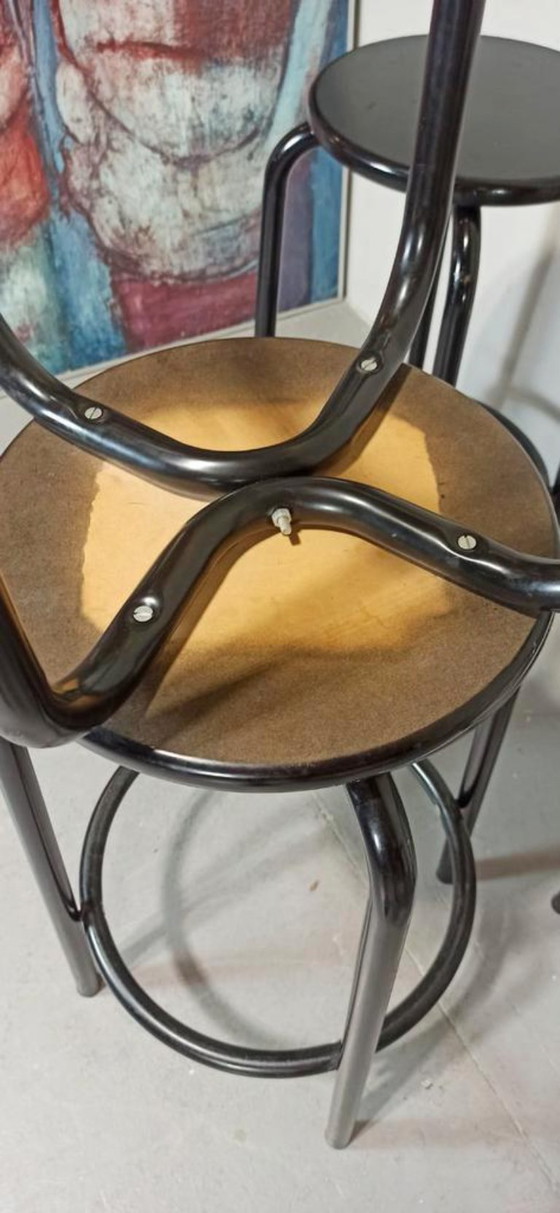 4 x tabourets de bar ronds noirs vintage – Wood (photo 7 of 14)