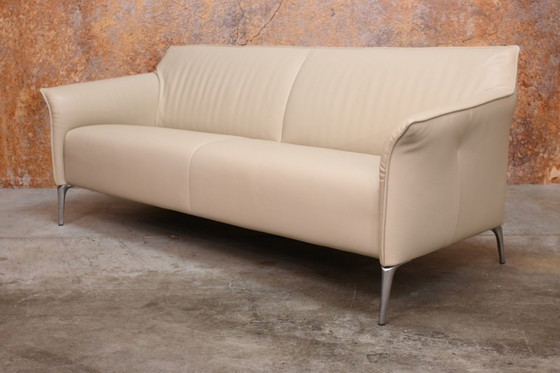 Image 1 of Leolux Mayon beige leather designer sofa