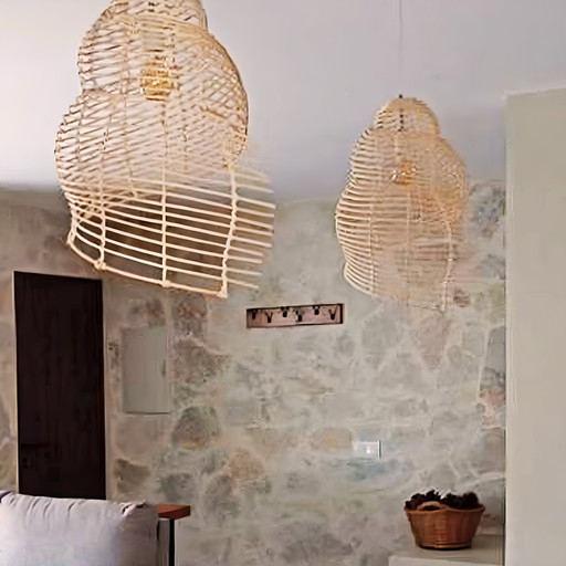 Plafondlamp Shell Bamboe Rotan