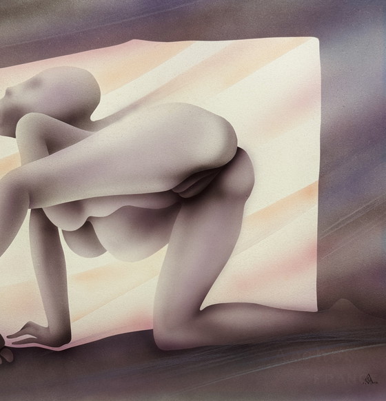 Image 1 of Yvon Adam peinture érotique vers 1985 / encadrée 