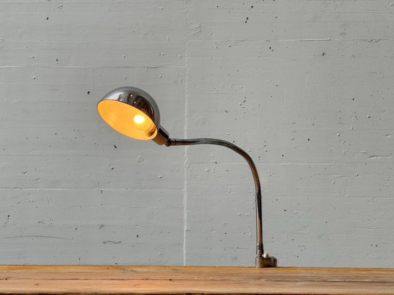 Image 1 of Space Age Chrome Clamp Lamp with Gooseneck, 1970s