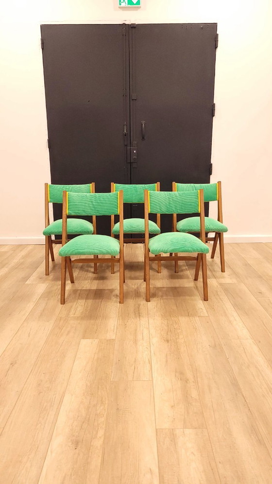 Image 1 of 5 sedie con gambe a compasso