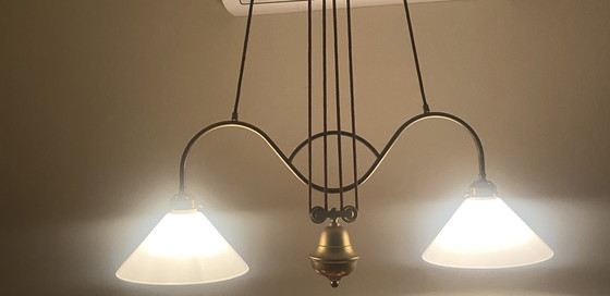 Image 1 of Handgemaakte koperen plafondhanglamp