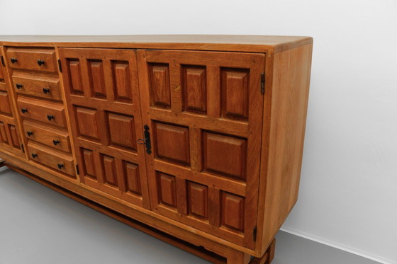 Image 1 of Large Screwless Sideboard in Carved Oak, Spain, 1960s