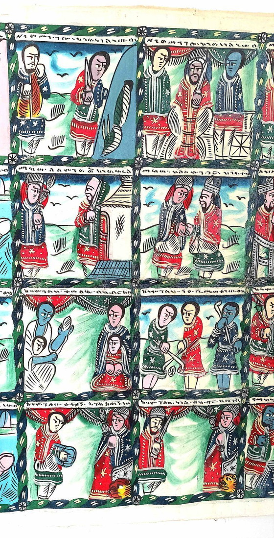 Image 1 of Ölgemälde auf Leinwand 40 Szenen Solomon & Sheba 183,5 cm x 78 cm 1930er Jahre