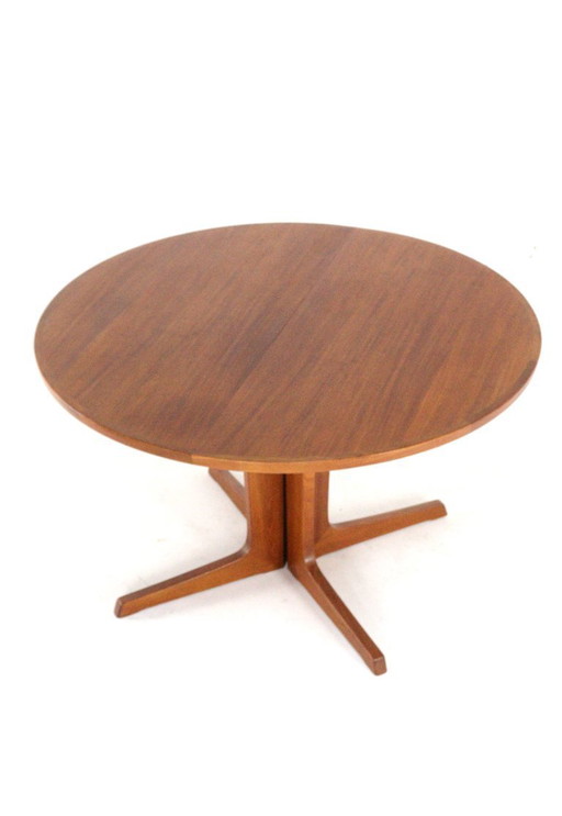 Table de salle à manger ronde Bernhard Pedersen & Son 2x extensible vintage danois
