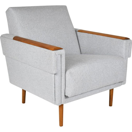 Poltrona vintage DDR in tessuto grigio anni '60